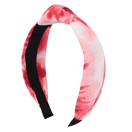 Statement Fashion Headband - Hair Accessories Bow Criss Cross Tie, Turban Fabric Wrap Bohemian Top Knot, Faux Pearl, Rattan Straw, Animal Snake, Leopard (Top Knot Tie Dye - Ombre Red)