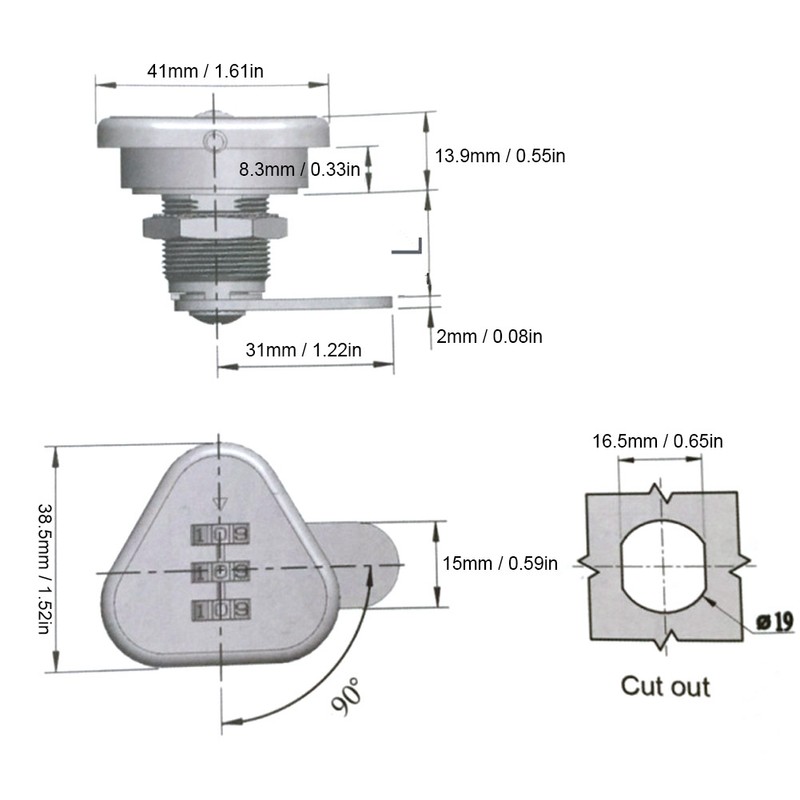 Mechanical Password Cam Lock 3 Digit Combination File Cabinet Lock