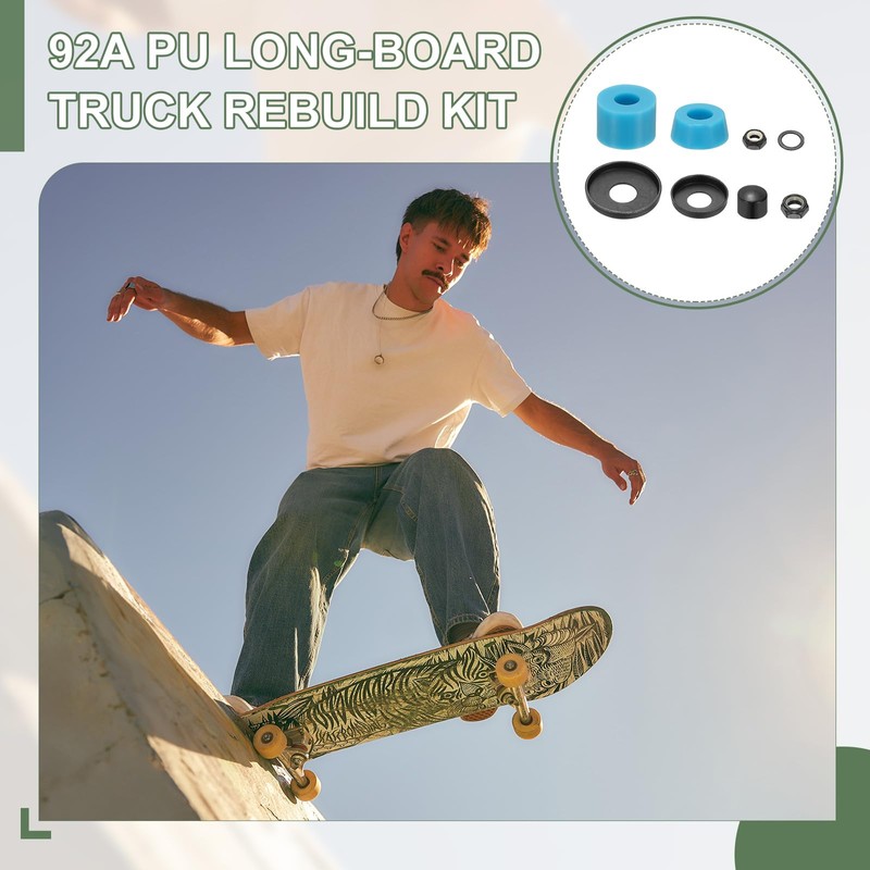 YELARXI Skateboard Bushings, Skateboard Truck Rebuild Long-Board Kit Bushings Washers