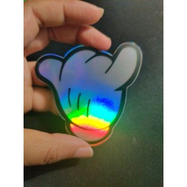 Mickey Mouse Aloha Shaka Holographic Rainbow Shiny Sticker -- Waterproof!