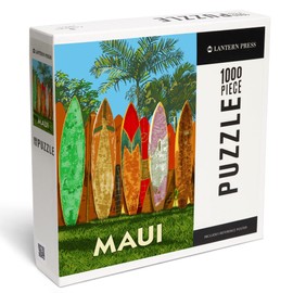 Lantern Press 1000 Piece Jigsaw Puzzle, Maui, Surfboard Fence