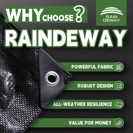 RAINDEWAY Small Black Tarp 6x6 Feet, UV Resistant, 8 Mil Multipurpose Medium Duty Waterproof Poly Tarp Cover with Metal Grommets and Reinforced Edges