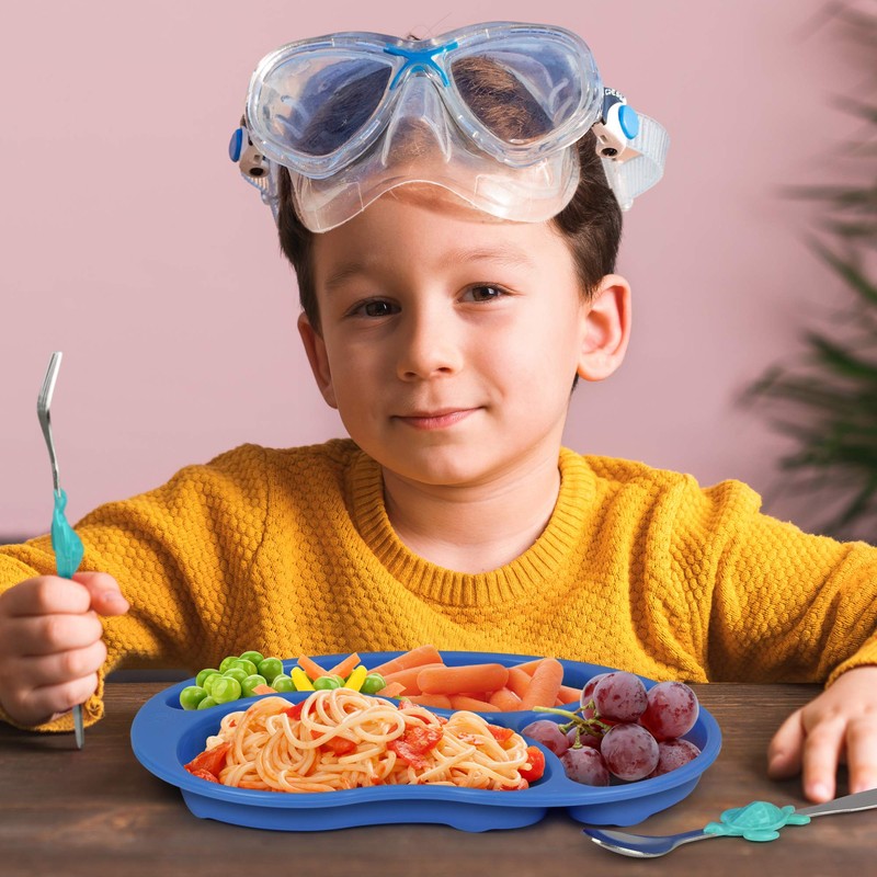 KidsFunwares Blue Ocean Me Time Meal Set, Portion Control Divided