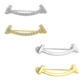 Brooches for Clothing, Pack of 4 Brooch Cutout Reducing Faux Brooch Collar Scarf Clip Double Headed Clothing Sweater Shawl Clip Artificial Decoration Safety Pin Brooch Sweater Clips, Metal, No