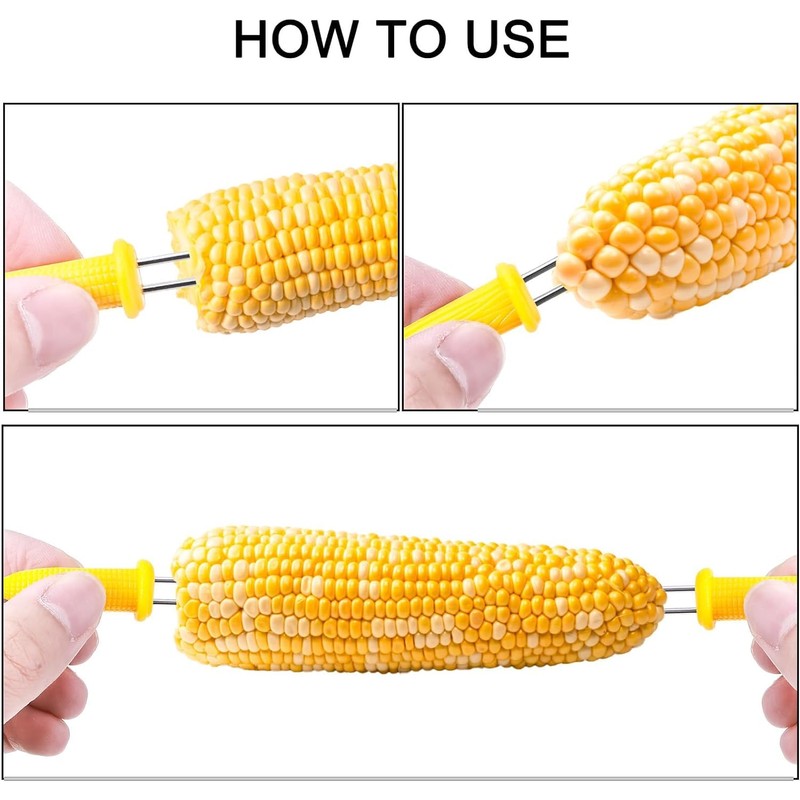 Stainless Steel Corn Holders With Storage Box, 20Pcs Corn on