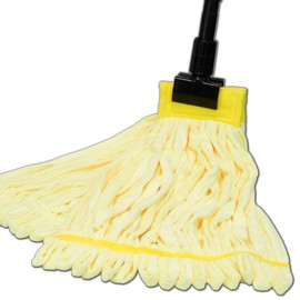 Large Microfiber Tube Mop with Stainless Steel Handle | Industrial Wet Mop | Absorbent and Durable with Great Cleaning Power (Yellow)