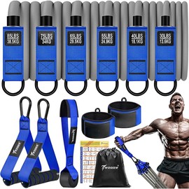 Resistance Bands, 350lbs/450lbs Heavy Exercise Bands with Handles, Workout Bands Set for Working Out Men, Fitness Weight Bands for Strength Training, Stretching, Slim, Physiotherapy - Color: Blue, Size: 350LBS