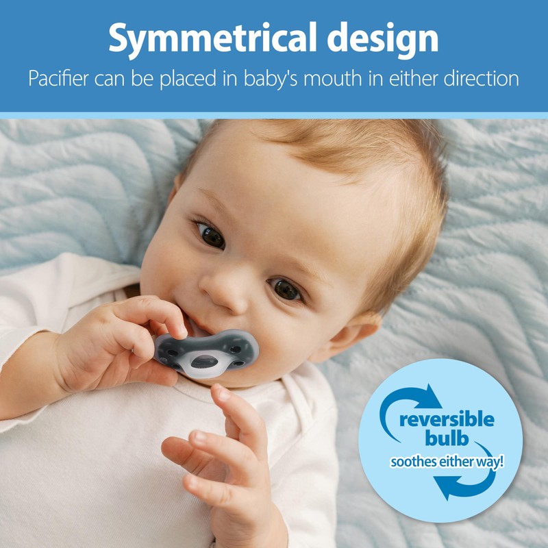 Dr. Brown's Advantage One-Piece Silicone Baby Pacifier, Fully Symmetrical Soother,