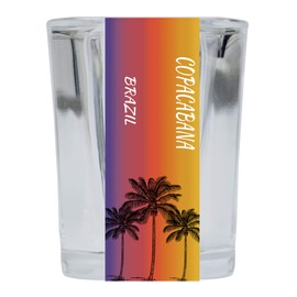 Copacabana Brazil 2 Ounce Square Shot Glass Palm Tree Design