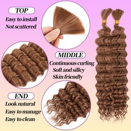 YYQXZG Bulk Deep Wave Crochet Braiding Hair Synthetic Fibre Hair Curly Hair Extensions 120 g Braiding Hair 2 Bundles per Pack for Women (30#, 20 Inches)