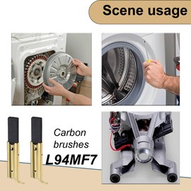 Set of 2 Carbon Brushes L94MF7, Engines, Motor Carbon, Washing Machine, Carbon Insert Brushes, Motor Inserts, Replacement Parts for Power Tool, Washer Dryer, 5 x 13.5 x 39.6 mm