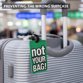 2 Pcs Luggage Tags for Suitcases,PVC Silica Suitcase TagsNot Your Bag Pattern Travel Bag Tag with Information Card,Travel Tags with Name ID Card for Travelling Holiday Luggage Storage.