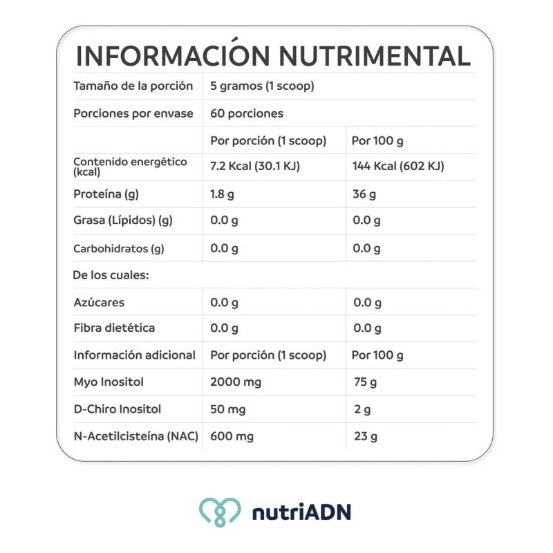 Suplemento Alimenticio Nutriadn Inositol Myo Chiro Nac 300g Sabor