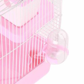 Hamster Cage, Two-Level Ventilation of Hamster Habitat, Large Space for Easy Installation, for Small Pet Hamsters (Pink)