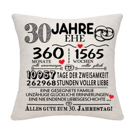 Bommex 30 Years of Marriage Gift 30th Wedding Anniversary Pillow Cover Keepsake Decoration Gift for Couples Parents Women Men Mom Dad Husband Wife Grandma Grandpa Aunt Uncle Friends (30th Anniversary)