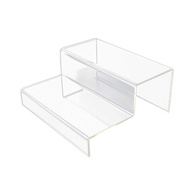 JINGLING Acrylic Display Risers Shelf, Clear Acrylic Plastic Retail Riser Counter Display Plinth Stands, For Shoes, Shops, Stalls, Ornaments, Models Etc (2/3 Steps Tier)