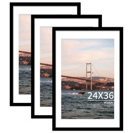 YESKAY 24x36 Picture Frame Black Set of 3, Display Pictures 20x30 with Mat or 24 x 36 Without Mat, Poster Frames 24x36 for Wall Hanging Horizontal and Vertical