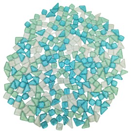 1.1LB Random Irregular Glitter Shiny Glass Mosaic Tiles for Crafts Bulk, Glass Mosaic Pieces Set for Cups Picture Frames Home Decoration DIY Art Projects (Mix Sky Blue White)