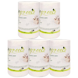 wegreeco Unscented Diaper Liners - Fragance Free and Chlorine Free Cloth Diaper Liners - 100 Sheets Per Roll (5 Roll)