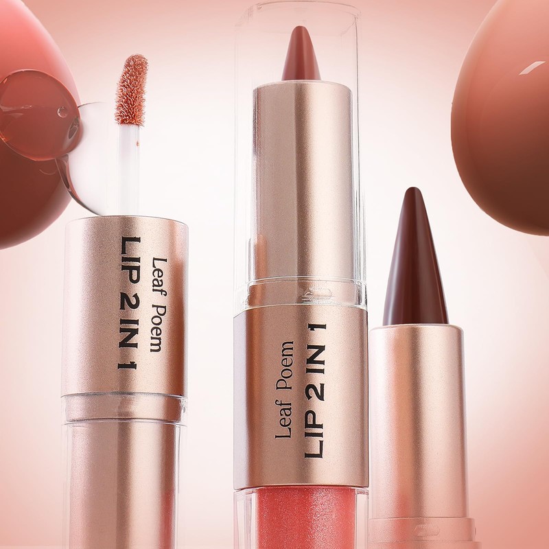 2-in-1 Double-Ended Matte Lip Liner Lipstick & Lip Gloss Duo