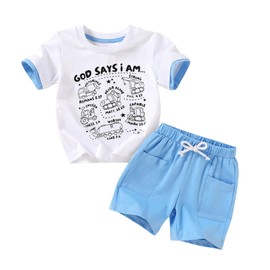 YOUNGER TREE Toddler Baby Boy Summer Clothes Dinosaur T-Shirt and Shorts Boy Outfits 12 Months to 4T(Blue and Car,3-4 T)