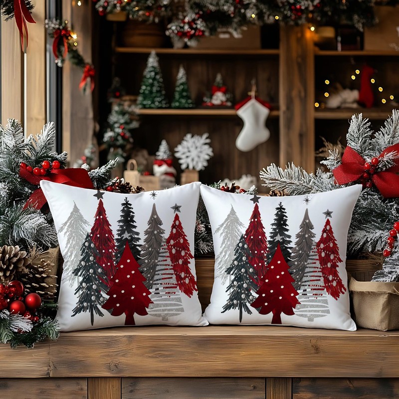 Artmag Christmas Tree Pillow Covers 16x16 Inch Set of 2,