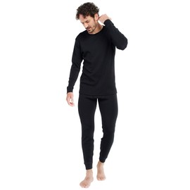 LAPASA Men's 100% Merino Wool Base Layer Set Midweight Thermal Underwear Activewear Long John Top Bottom M126 X-Large 2. Midweight Black 1 Set