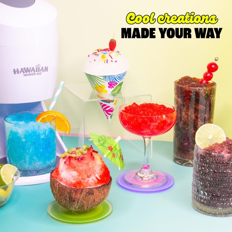 Hawaiian Shaved Ice Machine Kit - 3 Flavors, 25 Cups,