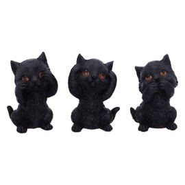 Nemesis Now Three Wise Kitties See Hear Speak No Evil Familar Black Cats Resin Figurine, 8.8 cm