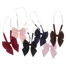 NiceYnn 2pcs Bow Tie for Women Girls, Adjustable Pre-tied Elastic Band Bowknot Neck Ties Solid Color Bowtie for Shirt Uniform School Party Cosplay Daily, Women's Pre-Tie Bow Ties Ribbon Choker A