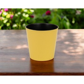 HomeRoots 5" Yellow Recycled Plastic Indoor Outdoor Round Pot Planter