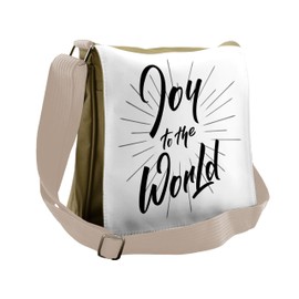 Lunarable JOY Messenger Bag, Hand Lettering Words with Beam, Unisex Cross-body