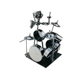 Moderno Músico Drummer Band Estatuas Ornamento de metal para Home Office Decoración Regalo de cumpleaños Collection
