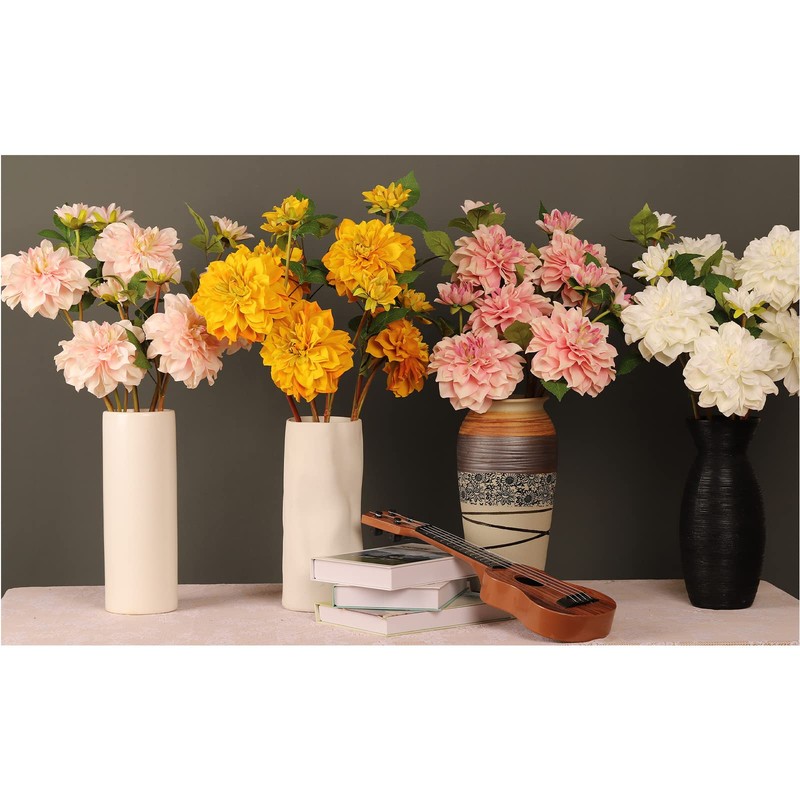 GLSATEMAN Artificial Silk Flowers Dahlia 24'in Long Stem Fake Flower