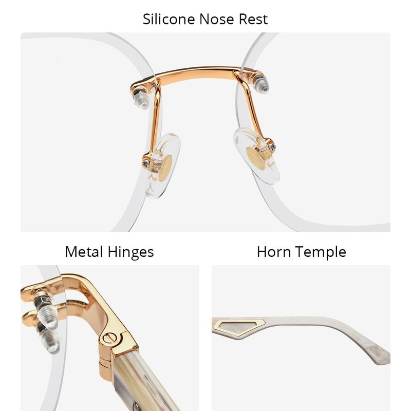 HEPIDEM Really Buffalo Horn Handmade Glasses Frame,Oversize Big Square Rimless