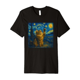 Cat Starry Night Van Gogh Gift Persian Cat Mom Premium T-Shirt