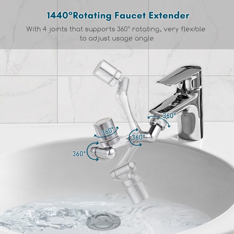 Aoresac Universal Swivel Faucet Extender 1440° Rotating Faucet Aerator with