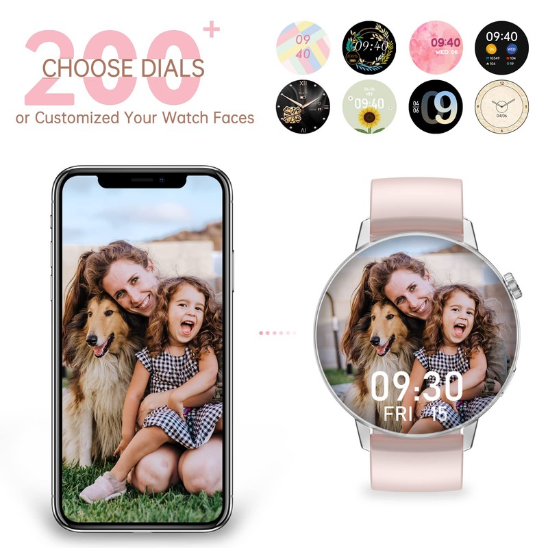 Erkwei Smartwatch Bluetooth Calls Women's Watch Fitness Watch Pedometer for