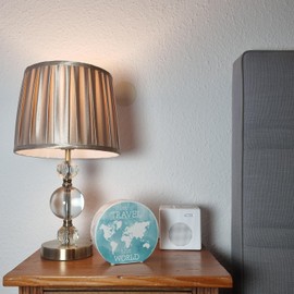 Money Box with World Map Motif and Text - Let's Travel The World in Blue Money Box with Watercolour Motif and Beautiful Design to Save on a World Trip or the Next Holiday Abroad