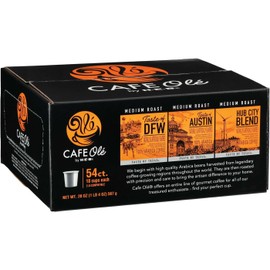CAFE Ole by H-E-B Taste of DFW, Austin, Hub City Blend Medium Roast Coffee Singles, 54 ct Variety Pack - Drip Machine, Cups