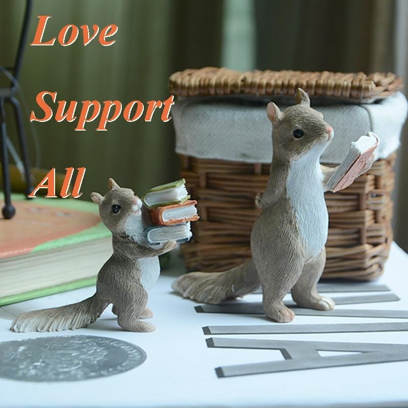 Gemmia Miniature Fairy Garden Reading Squirrel Figurines- Love Reading Squirrel