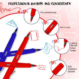 smrtcol Everlasting Checking Pencils Blue Erasable Pencils Correcting Pencils with Erasers for Checking Map Marking Coloring Tests Grading 4 Pack