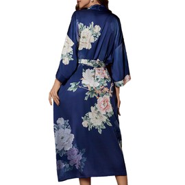 Algerc Women Silk Robe Satin Kimono Robes Japanese Style Nightwear - Lightweight & Breathable, Perfect for Lounging & Relaxing - One Size Fits Most - Soft & Comfortable Fabric - Unique Patterns
