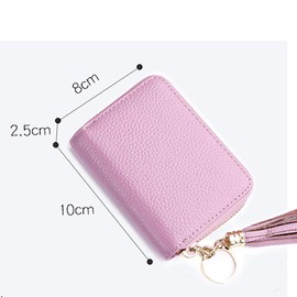 ZhengYue Credit Card Holder Blocking PU Leather Mini Credit Card Wallet Purse Key Chain with Zipper for Women Men Purple