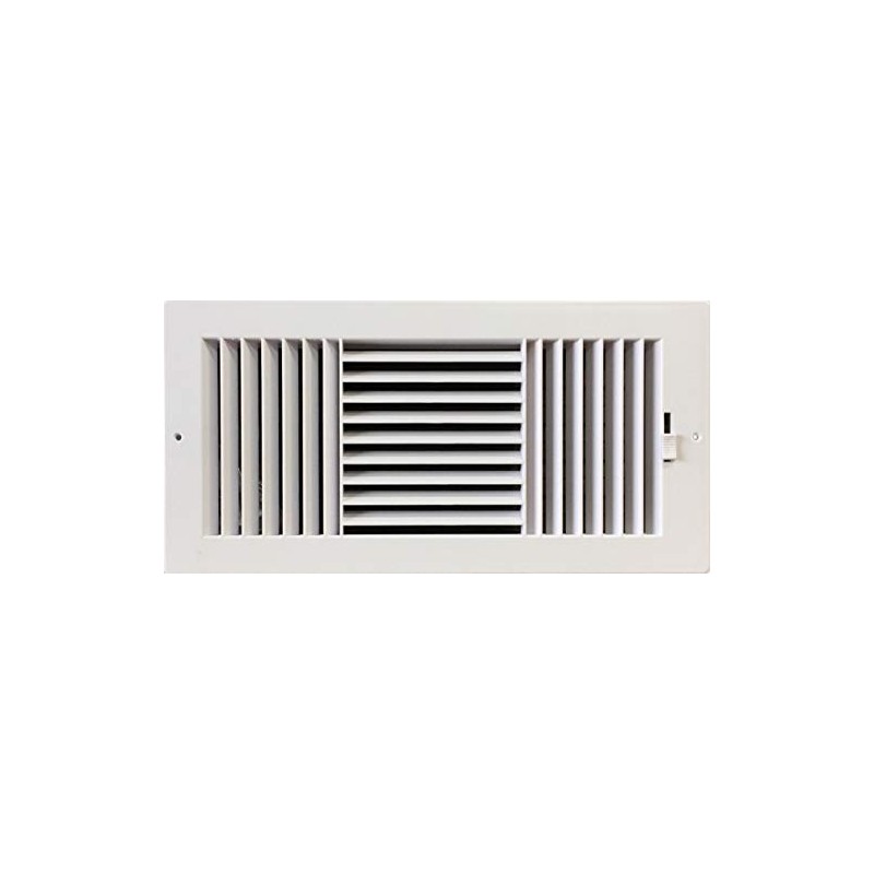 Three-way plastic side wall/ceiling register in white 14"w X 6"h