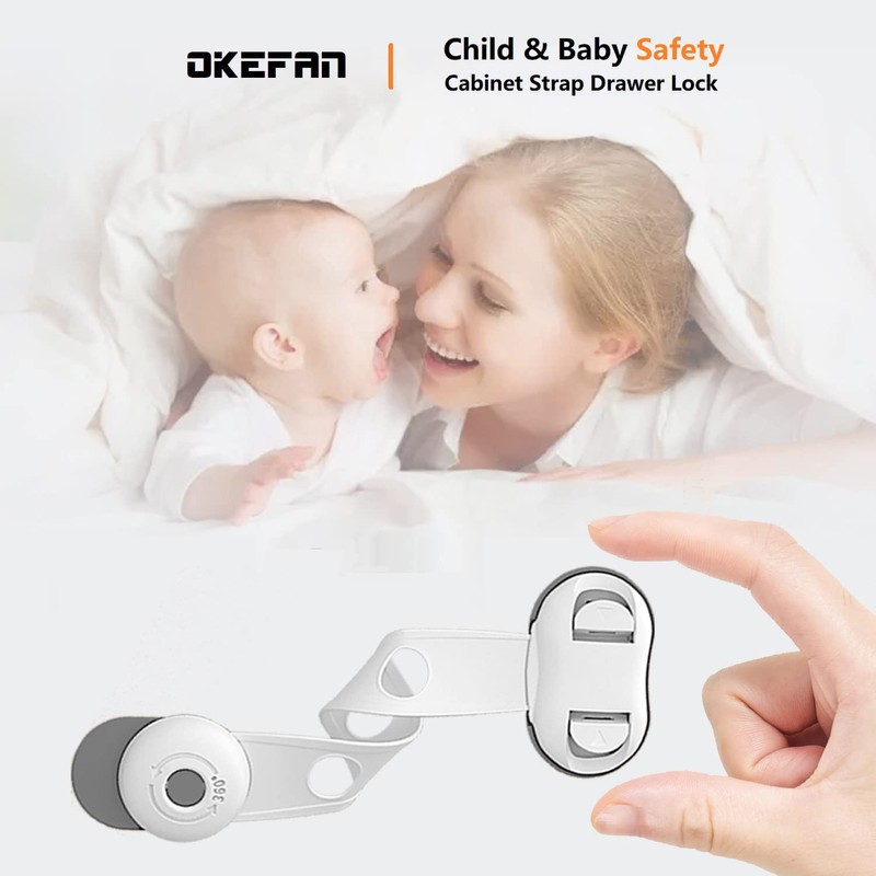 Child Safety Cabinet Strap Locks - OKEFAN 12 Pack Baby