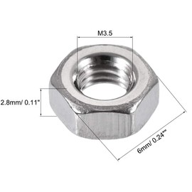 TA-VIGOR 100Pcs Hex Nuts, M3.5 Self Locking Nuts, 304 Stainless Steel Insert Lock Nut for Bolts, Hexagon Nutstones for Lock Washers, Bolts, Screws