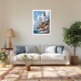 MAXBYE Lighthouse Diamond Painting Art Kits for Adults, 5D Diamond Art Kits DIY Full Drill Sea View Art Crystal Painting for Beginners, Diamond Cross Stitch Gifts Home Wall Decor 30 x 40 cm