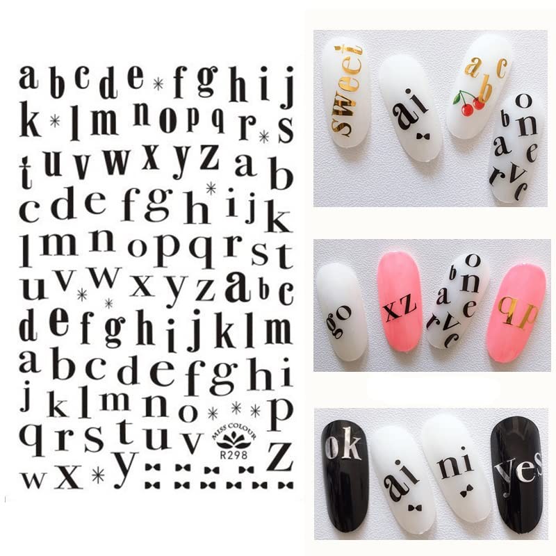 LANODO 8 Pcs Nail Stickers Alphabet 3D English Arabic Numerals