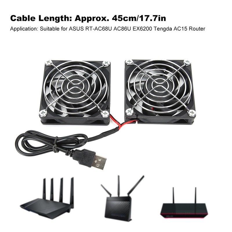 Dual Fan Router Heat Dissipation Cooler, 5V USB Computer Fan,